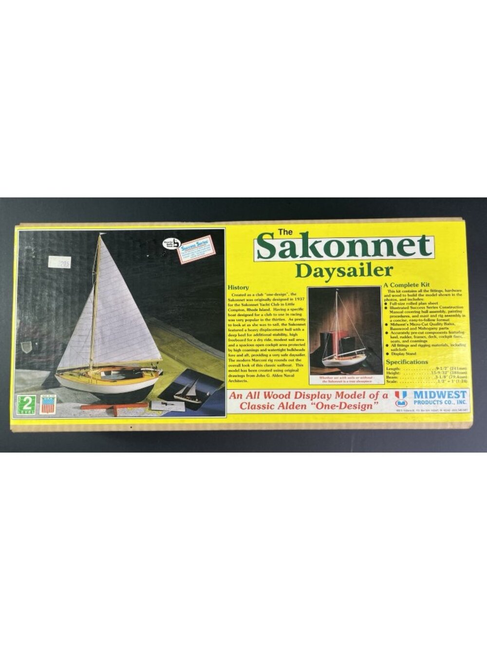 Midwest 983 Sakonnet Daysailer  Wooden Model Ship Kit to Build New Open Box